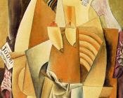 坐在扶手椅里的穿衬衫的女人 - 巴勃罗·毕加索